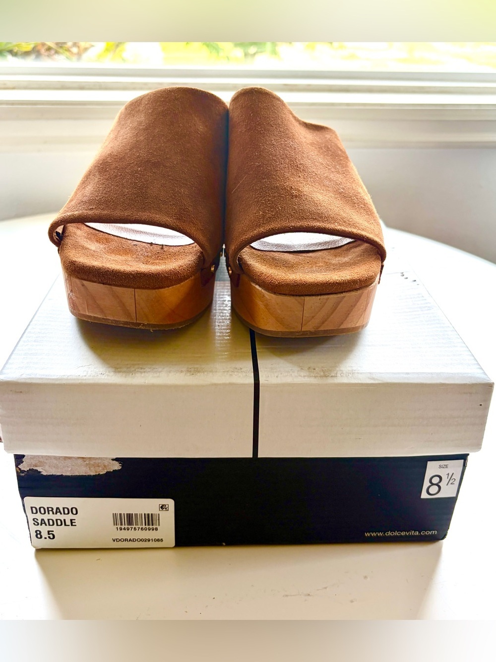 Dolce Vita Dorado Saddle Suede Platform Slide Mules - Picture 9 of 14